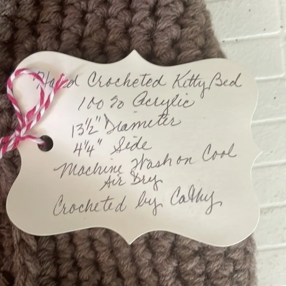 Handmade NWT Medium Cat Bed Taupe/Black Nose 13.5” x 4.25” Crochet Knit Furbaby